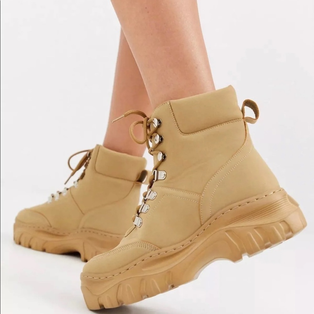 Truffle Collection Wide Fit Chunky Hiker Boots Stylish Boots Streetwear Boots